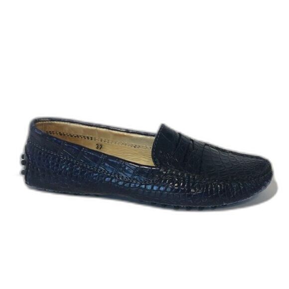 TOD'S Women's Gommino Croco Penny Driver Loafers EU37/US6.5 Blue - Picture 12 of 12